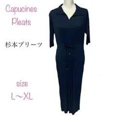Capucines Pleats 杉本プリーツ 半袖ワンピース L〜XL