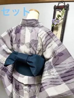 ☆605mk86☆洗える夏の着物 小紋 絽 絣風 トゥイグワー 燕 薄青☆美品