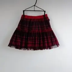 ありがとうございます！ メゾピアノ　赤チェックチュールスカート