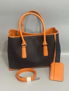 和福屋 ホースヘア 2WAYハンドバッグ 大サイズ オレンジ 黒 - メルカリ