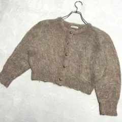 ナチュラルクチュール◇ニットカーディガン　ショート丈　金ボタン　ベージュ　上品