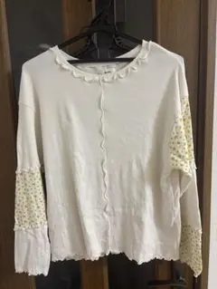 状態良好　SM2 パッチワーク配色メローカットソー　オフホワイト　フリーサイズ