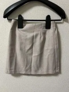 ヘリンボーンデザイン ミニタイトスカート ベージュ