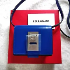 FERRAGAMO★新品 カードケース ポーチショルダーブルー青ガンチーニのサムネイル