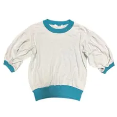 w closet ダブルクローゼット　バイカラー半袖ニット　グリーン　Fサイズのサムネイル