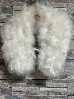 ホワイトフェザー付きファーショール　着物　成人式