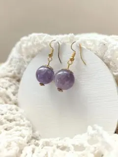 【ハンドメイド】紫の囁き - アメジストの自然美を纏うフックピアス