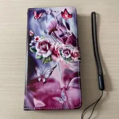 （商品番号2 ）iPhone 11 pro max カバー　花と蝶　紐付き