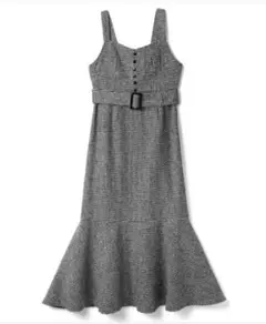 千鳥柄ベルト付き裾切替マーメードジャンパースカート