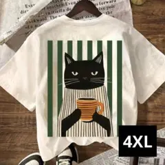 4XL ねこ 半袖 Tシャツ レディース 大きいサイズ 黒猫 バックプリントのサムネイル