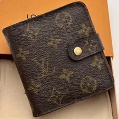 ルイヴィトン コンパクトジップ モノグラム　二つ折り財布　ブラウン 正規品