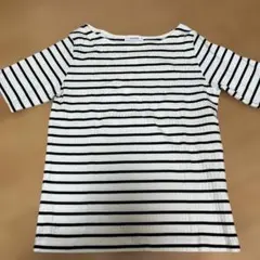 【未使用】オペークドットクリップ　ボートネックカットソー　ボーダー　Sサイズ