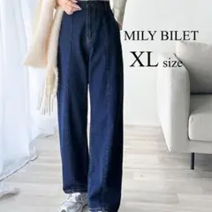 【MILY BILET】フラッシャー付きセンタータックストレートデニムパンツ