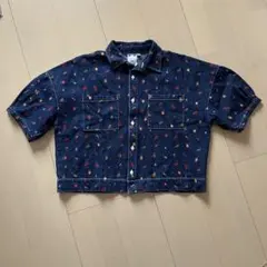 エックスガール 花刺繍 デニムジャケット 半袖のサムネイル