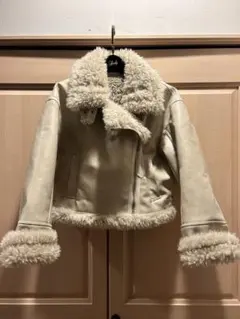 美品　MURUA ボア付きショートジャケット ライダース　ベージュ