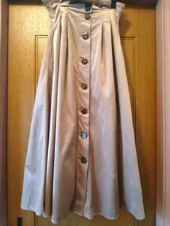 AS KNOW AS　ロングスカー　 ト　コーデュロイフレアスカート　ベージュ