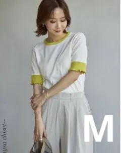 mysacloset 田中里奈 テレコ配色Tシャツ 中白 M