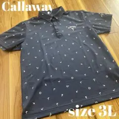 Callaway メンズ ボタンダウン総柄ポロシャツ 半袖
