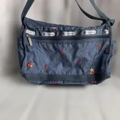 LeSportsac 花柄刺繍 ショルダーバッグ ネイビー