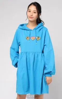 SALE　PUNYUS　FUGU刺繍　HOODEDスウェットワンピース　渡辺直美のサムネイル