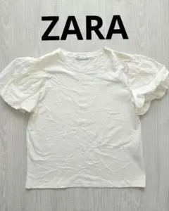 美品　ZARA　ザラ　ホワイトパフスリーブTシャツ　半袖TシャツMのサムネイル