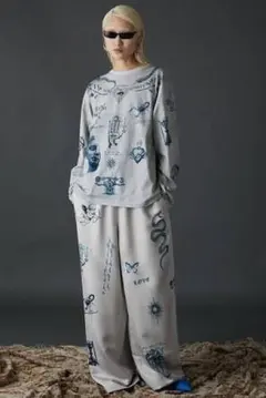 プランクプロジェクト ホースプリント ワイドパンツ 38 M 馬柄 総柄 黒