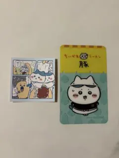 ⌇ ハチワレ　ステッカー　ちいかわラーメン豚　カード　⌇