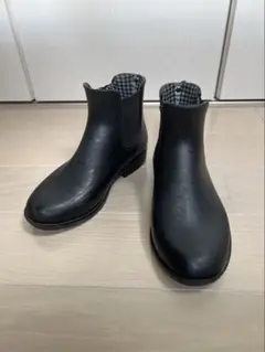 キッズ　ブラックショートブーツ　チェック柄