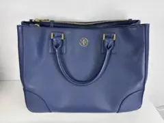 美品 Tory Burch トリーバーチ サフィアーノレザー 2WAY ネイビー