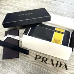 定価15万 廃番品 プラダ サフィアーノ ラウンドファスナー 長財布 バイカラー