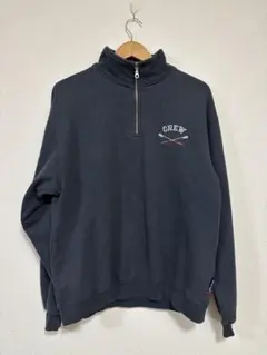 Sport-Tek ハーフジップ スウェット CREW刺繍 紺 M