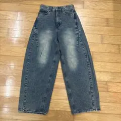 ワイドレッグデニムパンツ ダークブルー