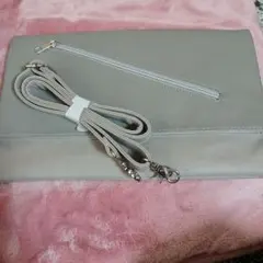 グレー ショルダーバッグ 取り外し可能ストラップ付き