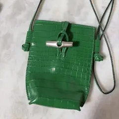 ロンシャン　ルロゾ　スマホショルダー　グリーン