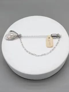 【エレガンスシリーズ】あこや本真珠 ハートタイピン 5.5mm ホワイト系 上品