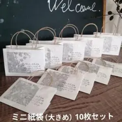 ハンドメイドミニ紙袋（大きめ）シルバー柄　10枚セット