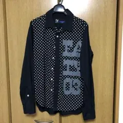 Fan ドット柄長袖シャツ SKINNY ブラック/グレーのサムネイル