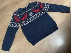 【H&M】トナカイ柄 クリスマス ニットセーターネイビー 140