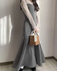 ギンガムチェック柄マーメイドキャミワンピース[ai21]