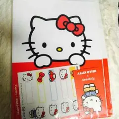 非売品‼️Express×キティー❤️ノート★クリアファイル★名前シールセット