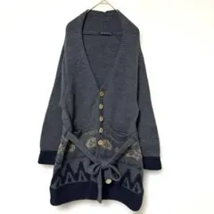 【drug store's】 グレー ニットカーディガン 長袖 ぶたさん