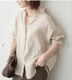 美品 Plage セーラーカラーブラウス ベージュ 麻 - メルカリ