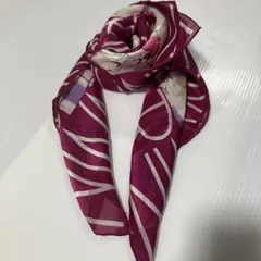 NINA RICCI ピンク 花柄 大判スカーフ　シルク100