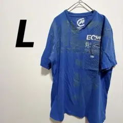 エコーアンリミテッド Tシャツ 大判プリントY2K 00s L 青 古着