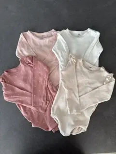 H&M ロンパース 4点セット ピンク ハート柄 フリル ボディスーツ