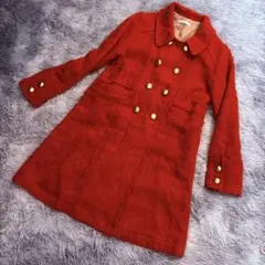 after all アフターオール 金ボタン ダブル 毛 ロングコート 赤