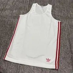 90s デサント製 adidas トレフォイル タンクトップ ホワイト レッドのサムネイル
