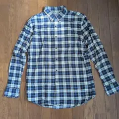 ユニクロ　ブルーチェック柄コットンシャツ　Mサイズ
