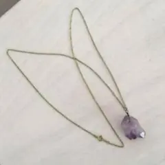 天然石　大粒アメジスト ロングネックレス パワーストーン　美品