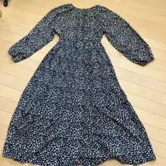 vis ビス　黒白パターン ロングスリーブドレスワンピース　フリー